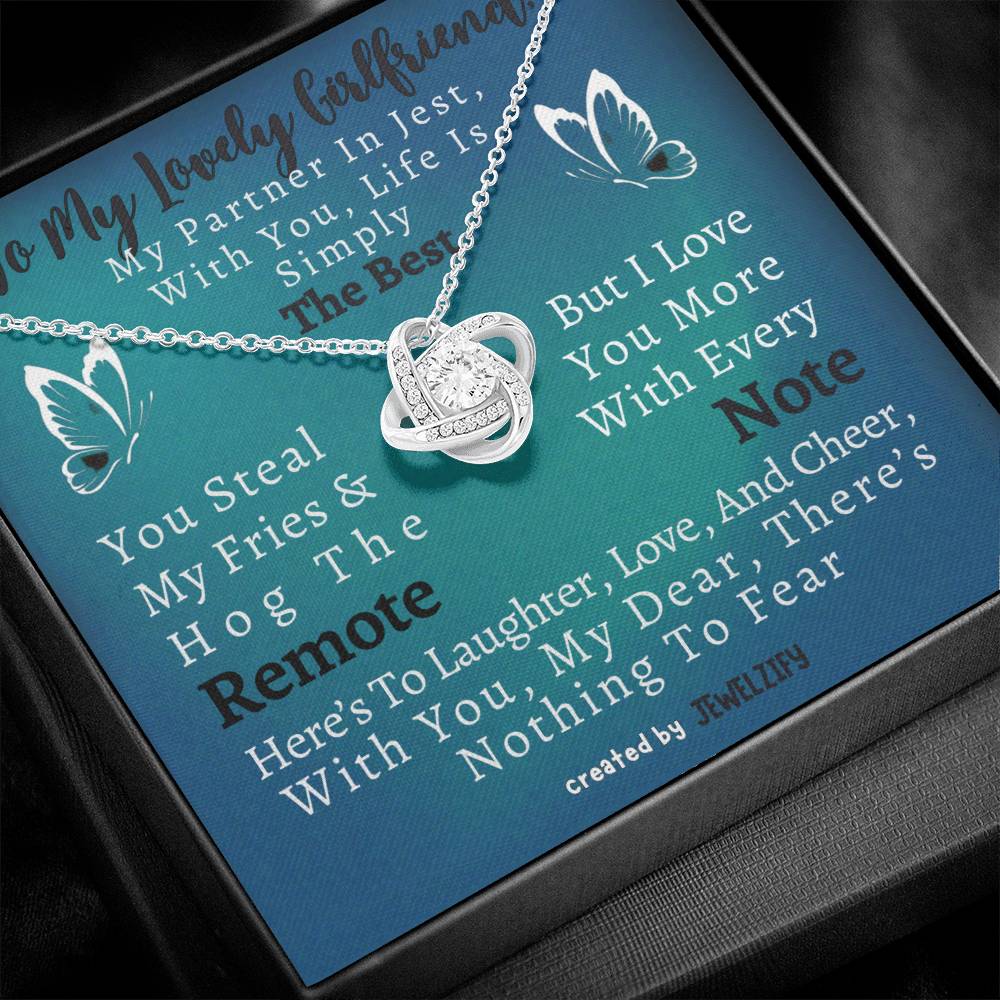 To My Lovely Girlfriend - Single Pendant Love Knot Necklace