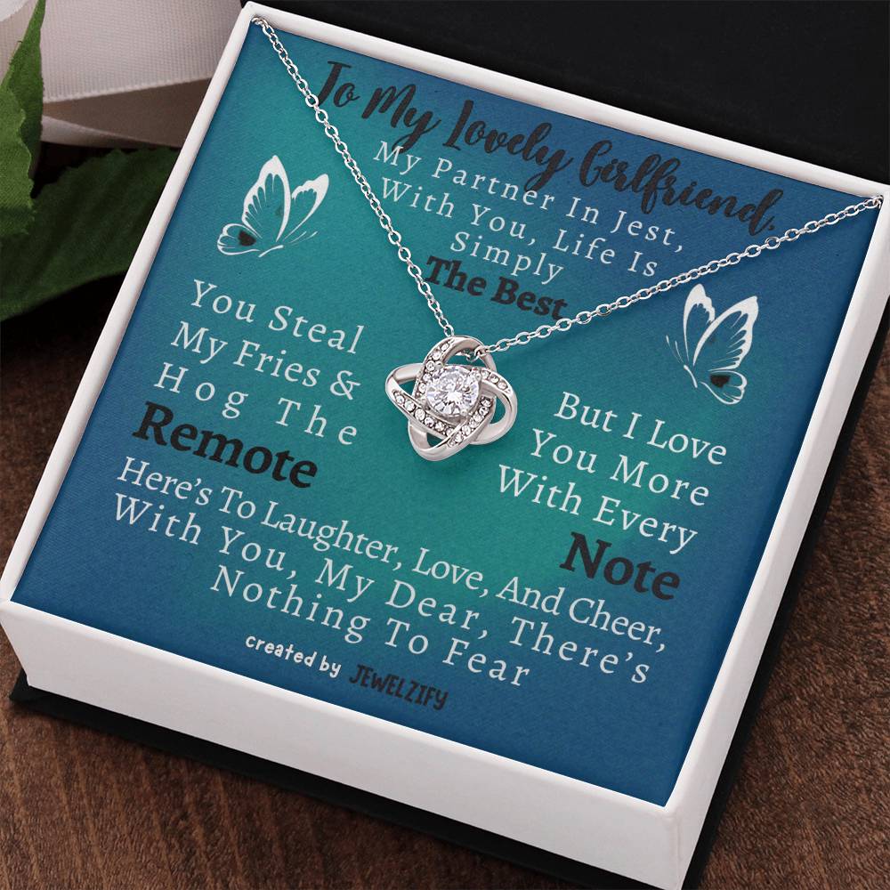 To My Lovely Girlfriend - Single Pendant Love Knot Necklace