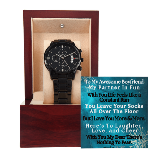 To My Boyfriend - Black Chronograph Watch